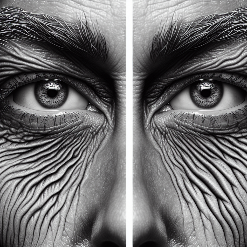 Realistic image of skin with crow's feet wrinkles around the eyes.