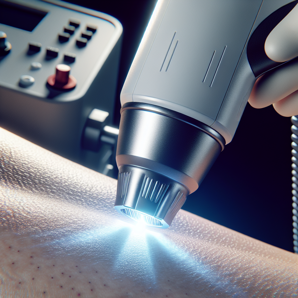 Realistic image of a laser hair removal procedure.