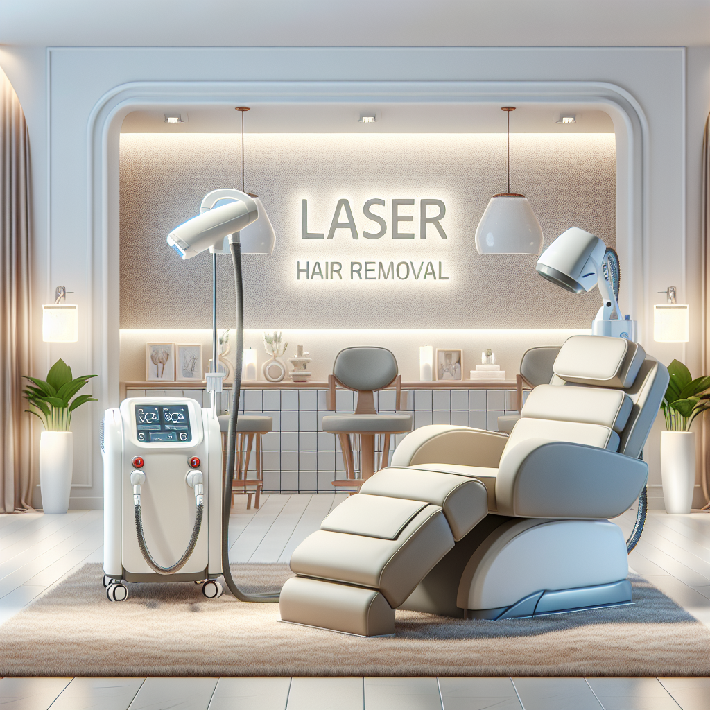 A photo showing the process of laser hair removal in a spa setting, inspired by an existing image.