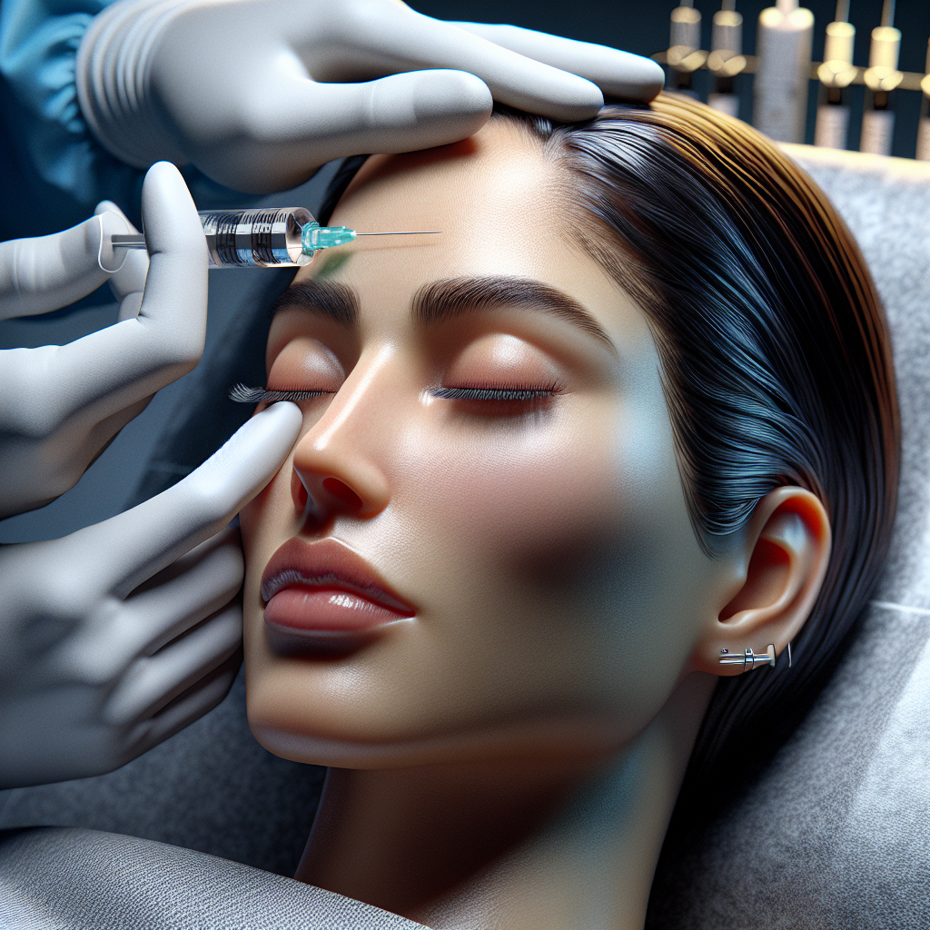 Realistic image of Botox injection for migraines.