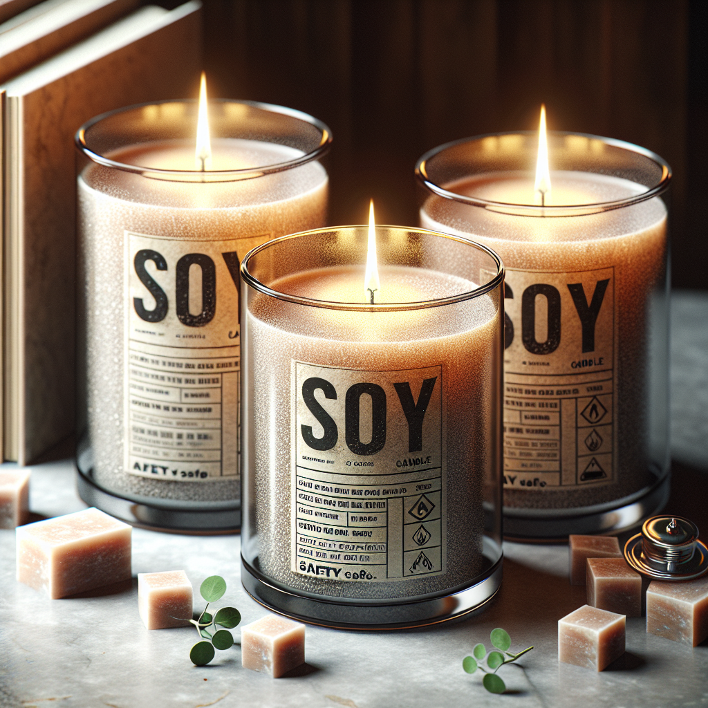 Realistic image of a set of soy candles with safety features on display.
