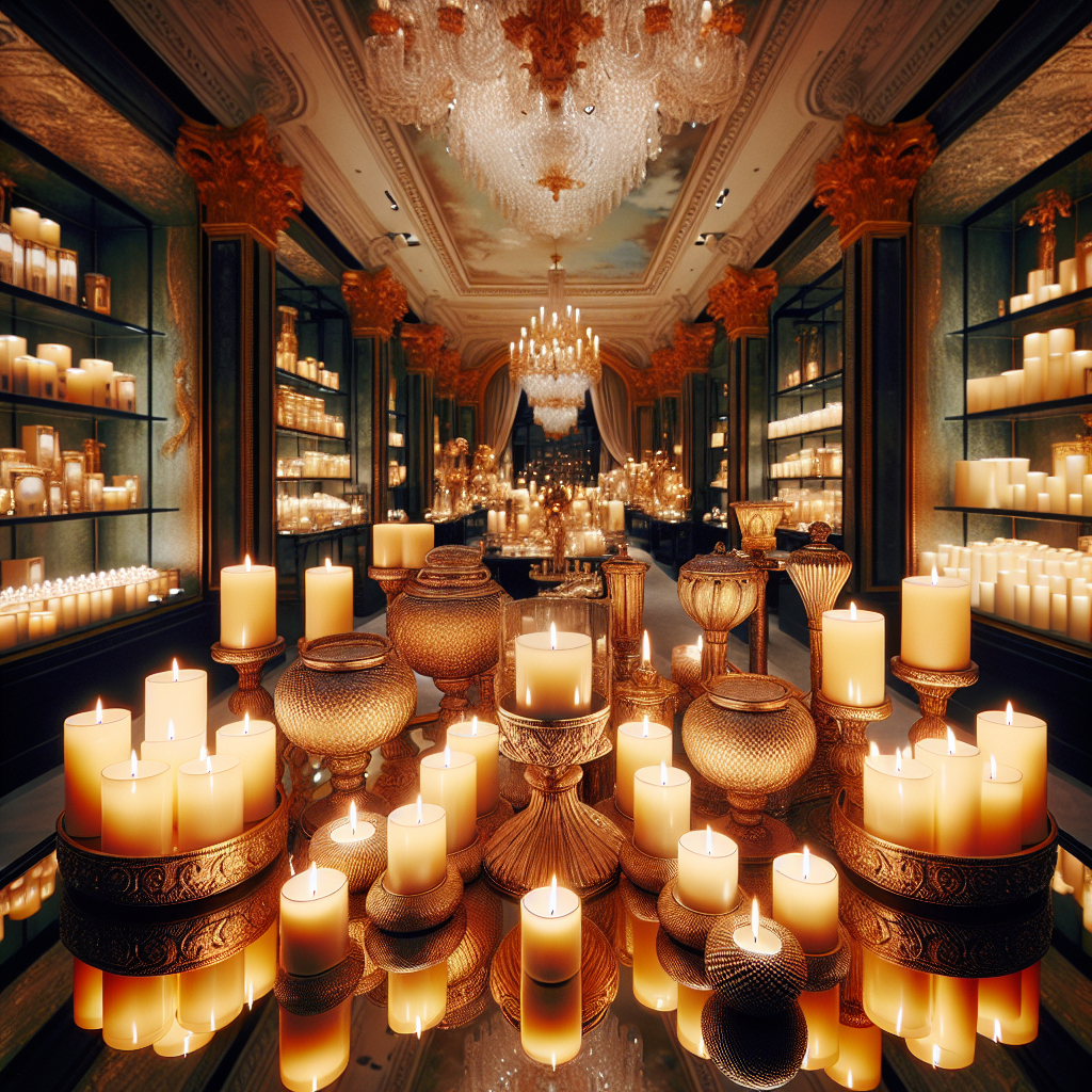 Luxury scented candles display inspired by an image from The Velvet Lotus Shop.
