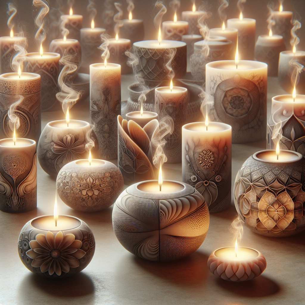 Enchantment of aromatic candles with intricate designs and a warm, magical ambiance