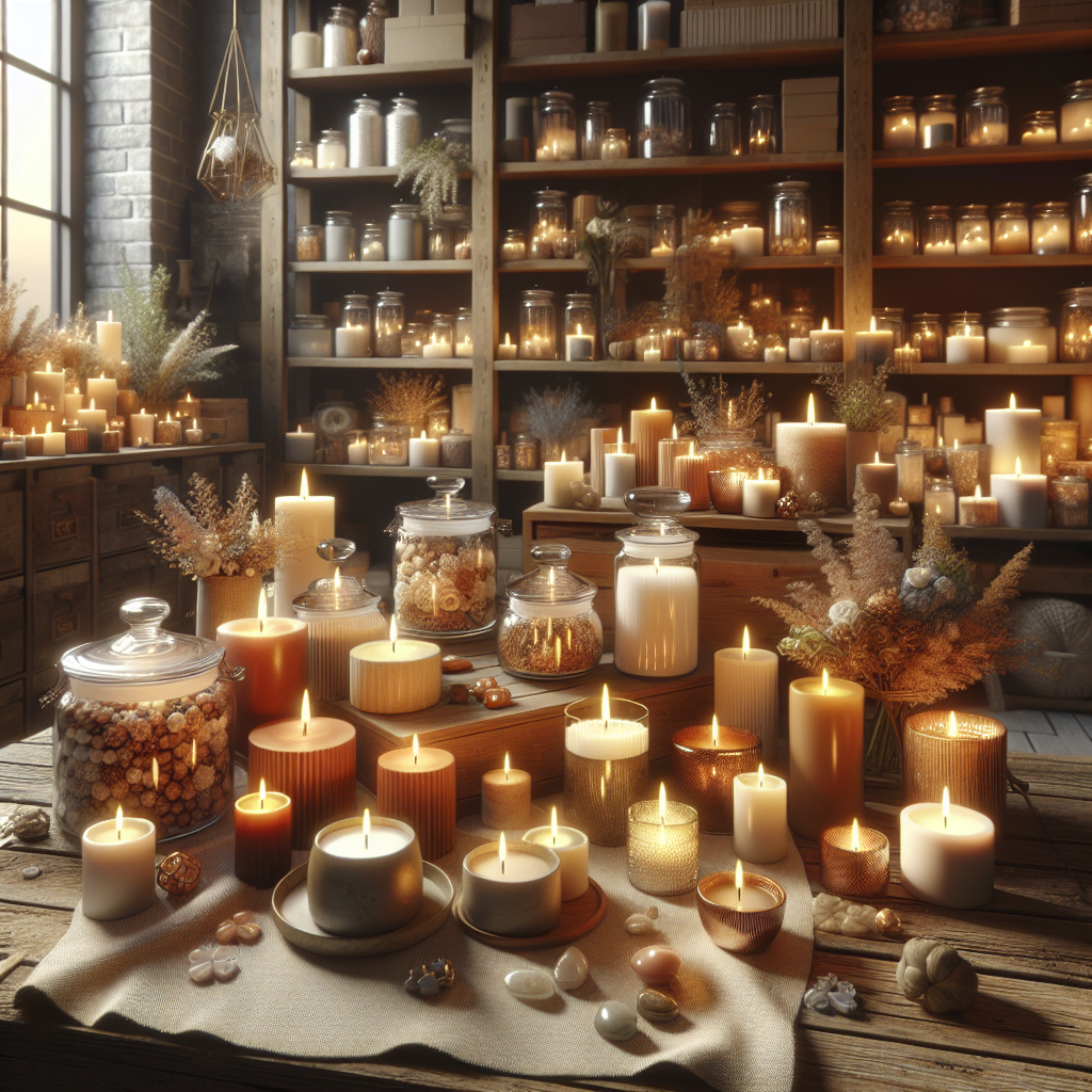 A realistic depiction of a scented candles business setup.