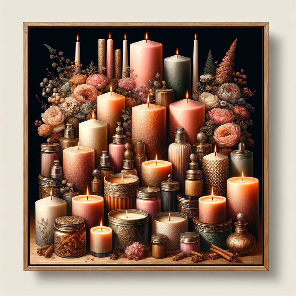 Realistic arrangement of artisan candles.