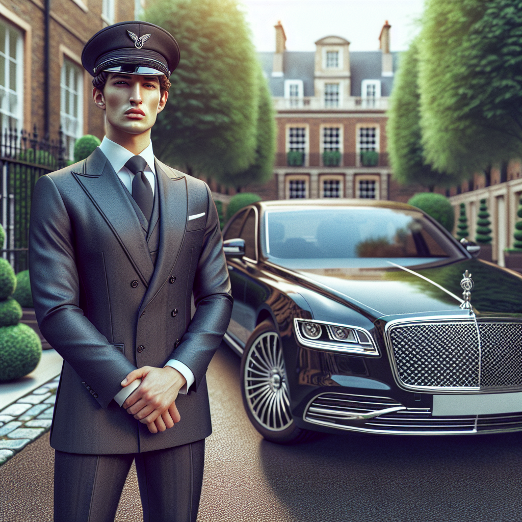 A premium chauffeur service with a professional chauffeur and a luxury car.