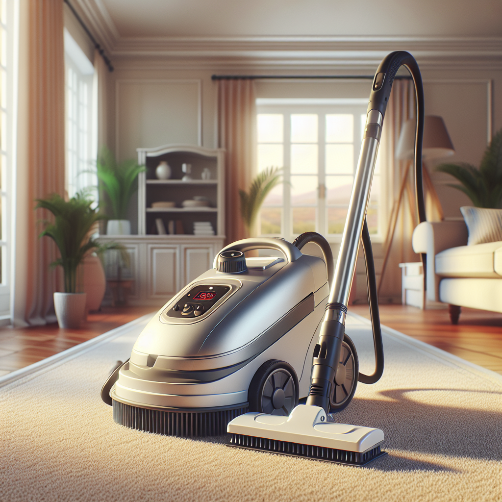 A realistic image of an affordable carpet cleaner in a domestic setting.