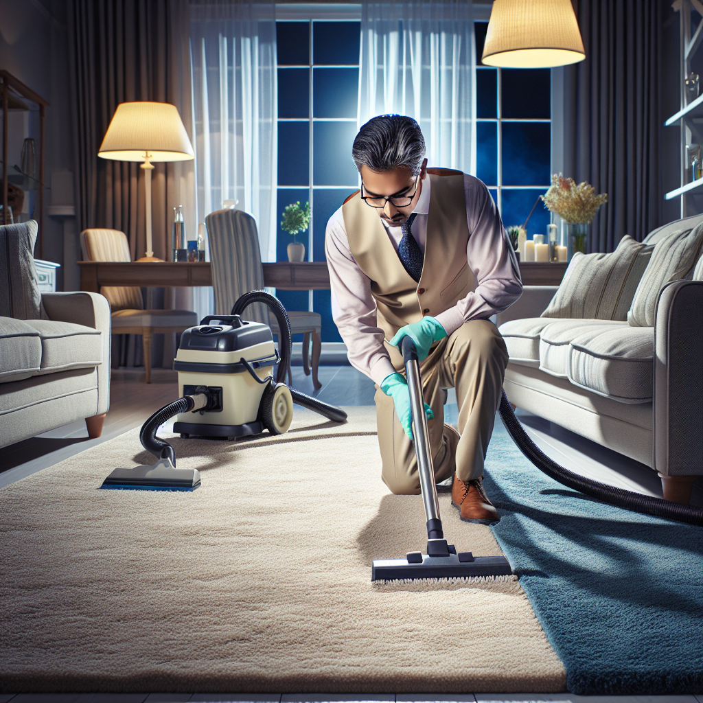 Realistic image of a high-quality carpet cleaner in action.