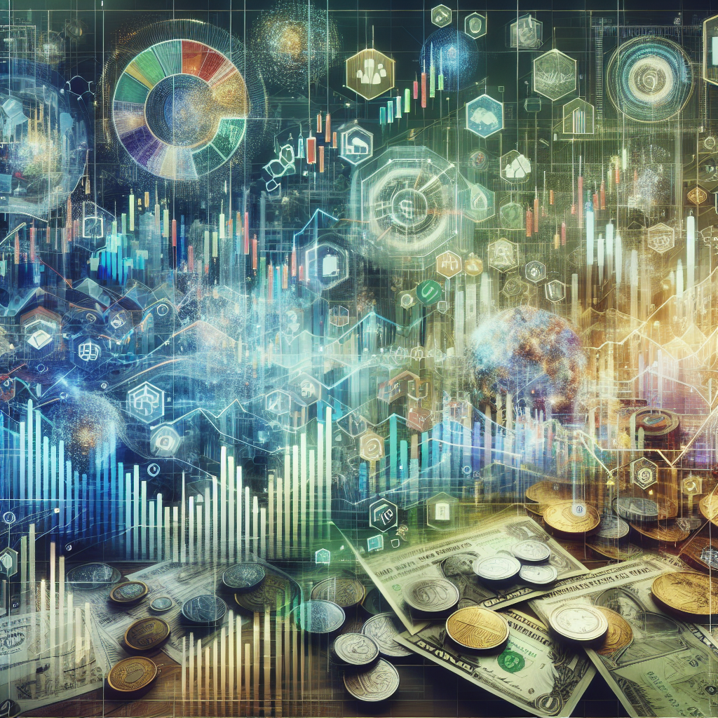 Realistic depiction of diverse investment strategies with financial symbols and graphs.