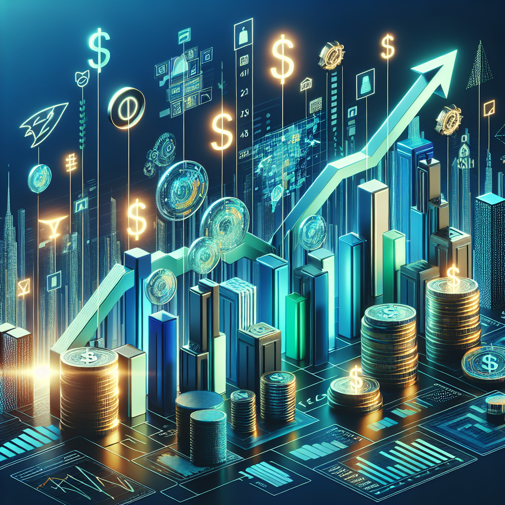 A depiction of various investment tools forming an upward growth graph symbolizing investment strategies.