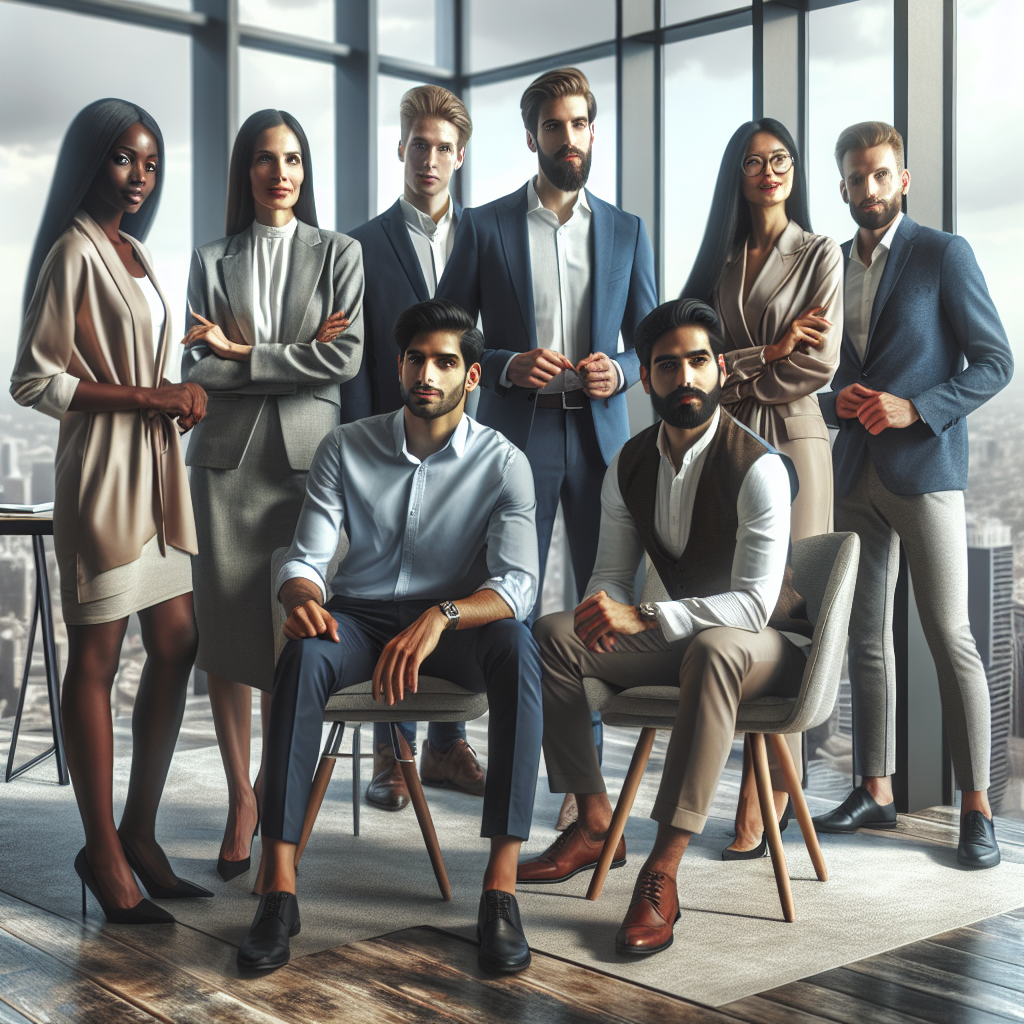 Entrepreneurs having a discussion in a modern office environment.
