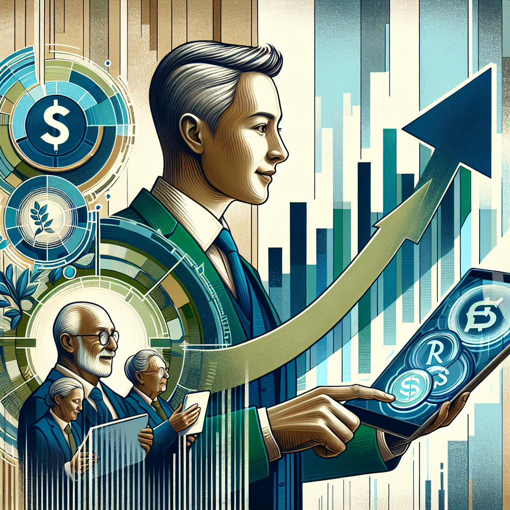 Illustration representing age-based investment strategies with symbols of stocks, bonds, and age-specific investors.