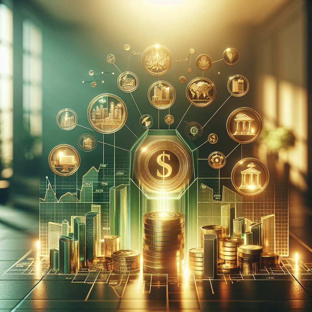 A representation of investment taxation with symbols of stocks and real estate.