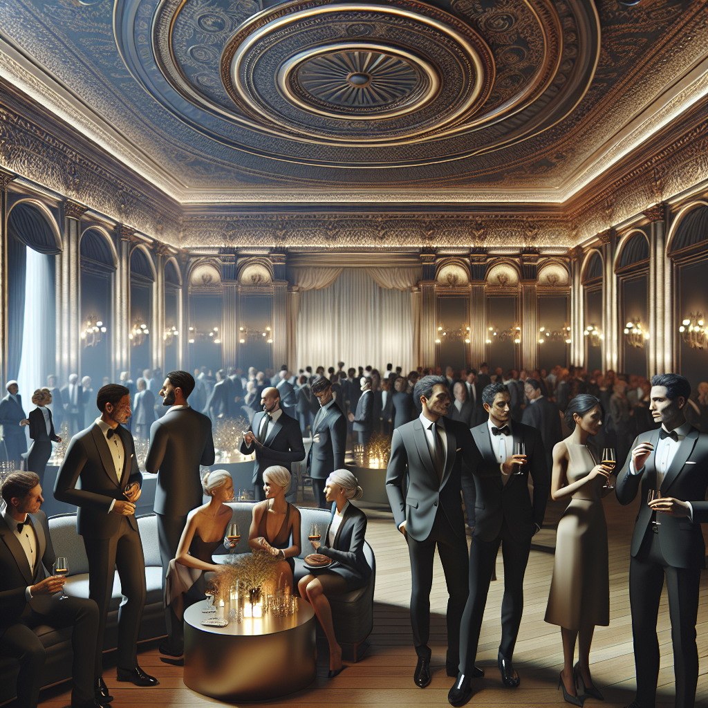 Prestigious award ceremony for Entrepreneur of the Year in a luxurious setting.
