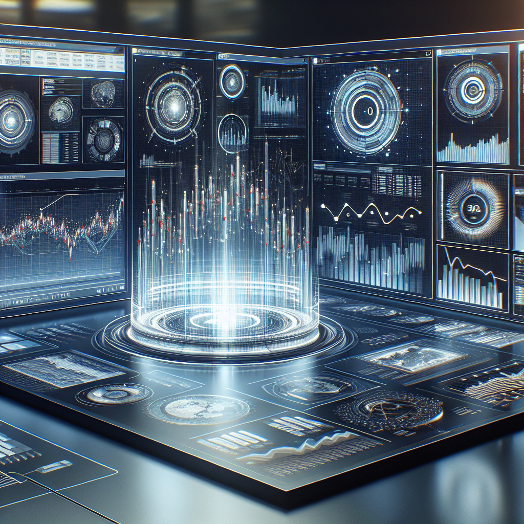 Image of a futuristic digital interface with graphs and data, representing investment strategies.