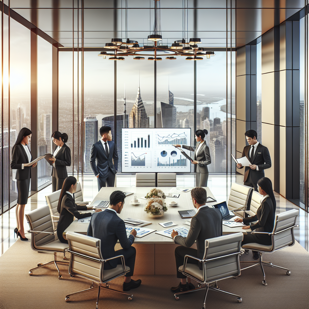 Corporate office environment symbolizing Goldman Sachs' prestige and elite status in the financial industry.