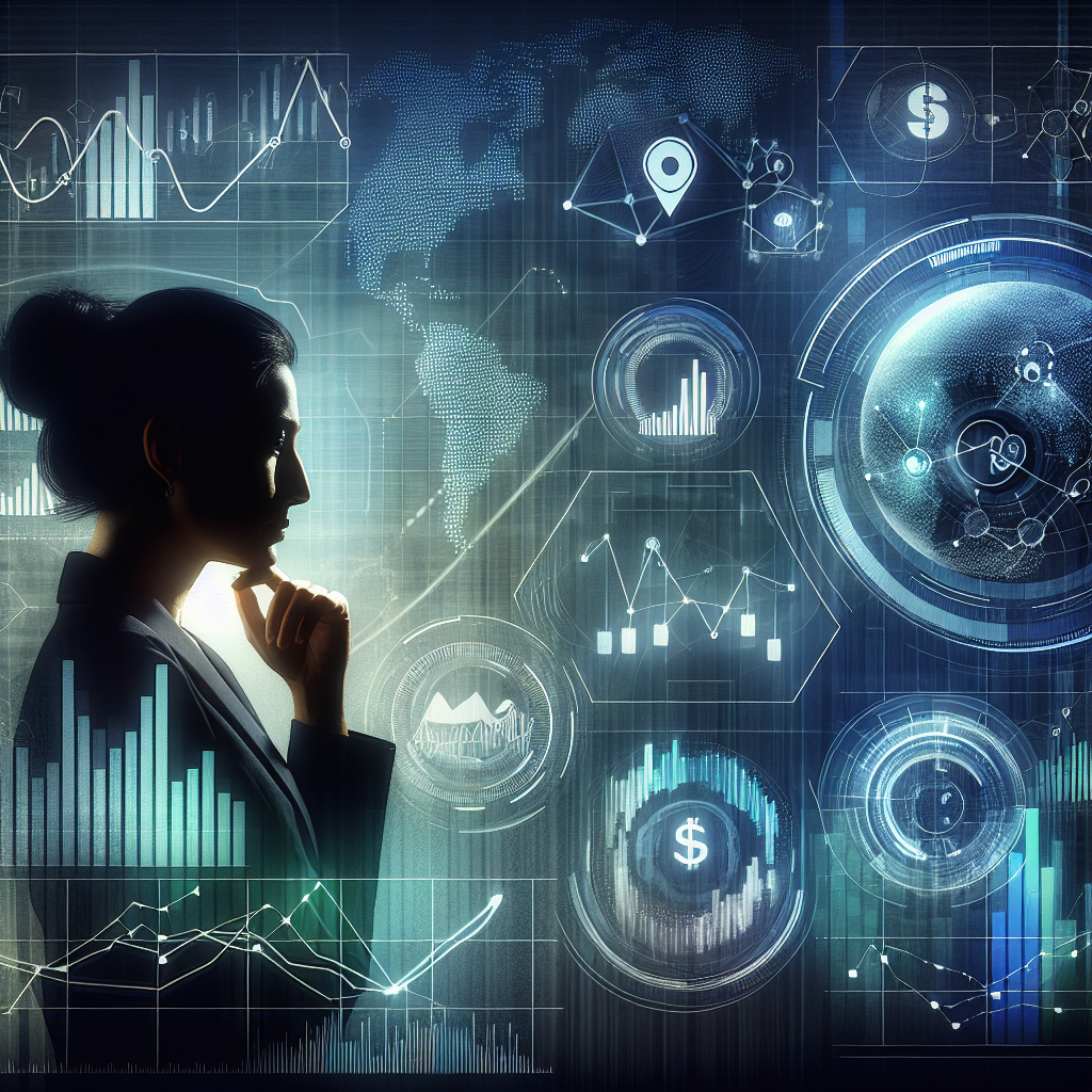 Conceptual image of an investor using a virtual interface for financial strategy.