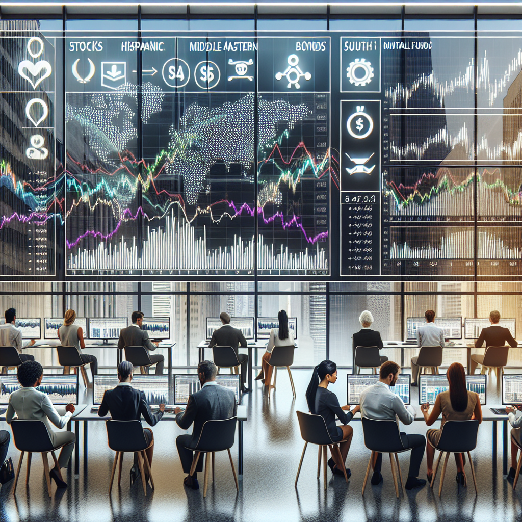 Realistic image of individuals analyzing financial graphs in an urban office, depicting retail investment strategy.