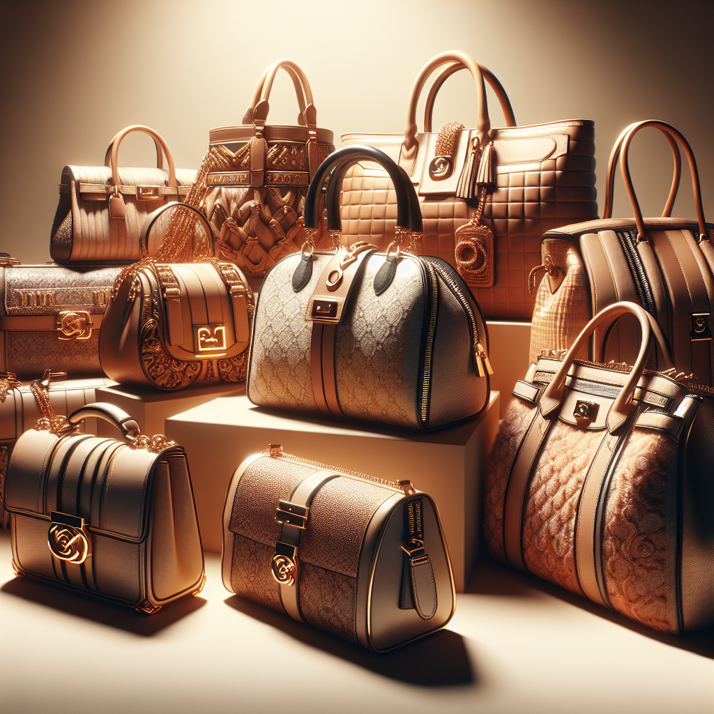 Realistic depiction of designer handbags showcasing intricate designs and high-quality materials.