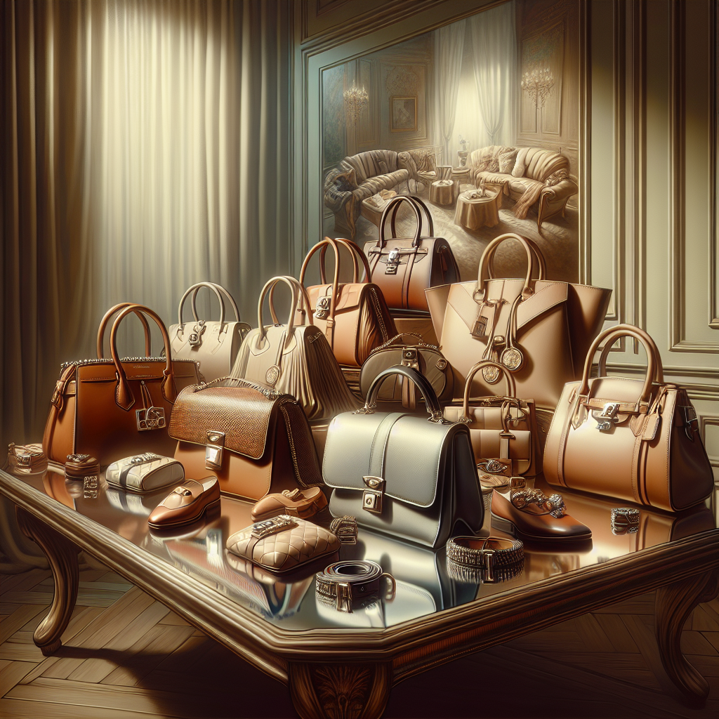 Various designer handbags displayed elegantly in a realistic style.