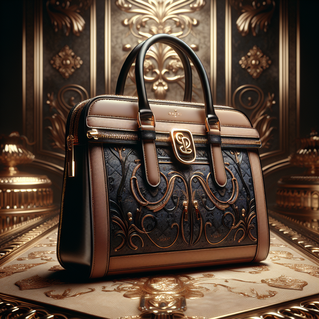 A realistic image of a designer handbag highlighting its fine details and luxurious appeal.