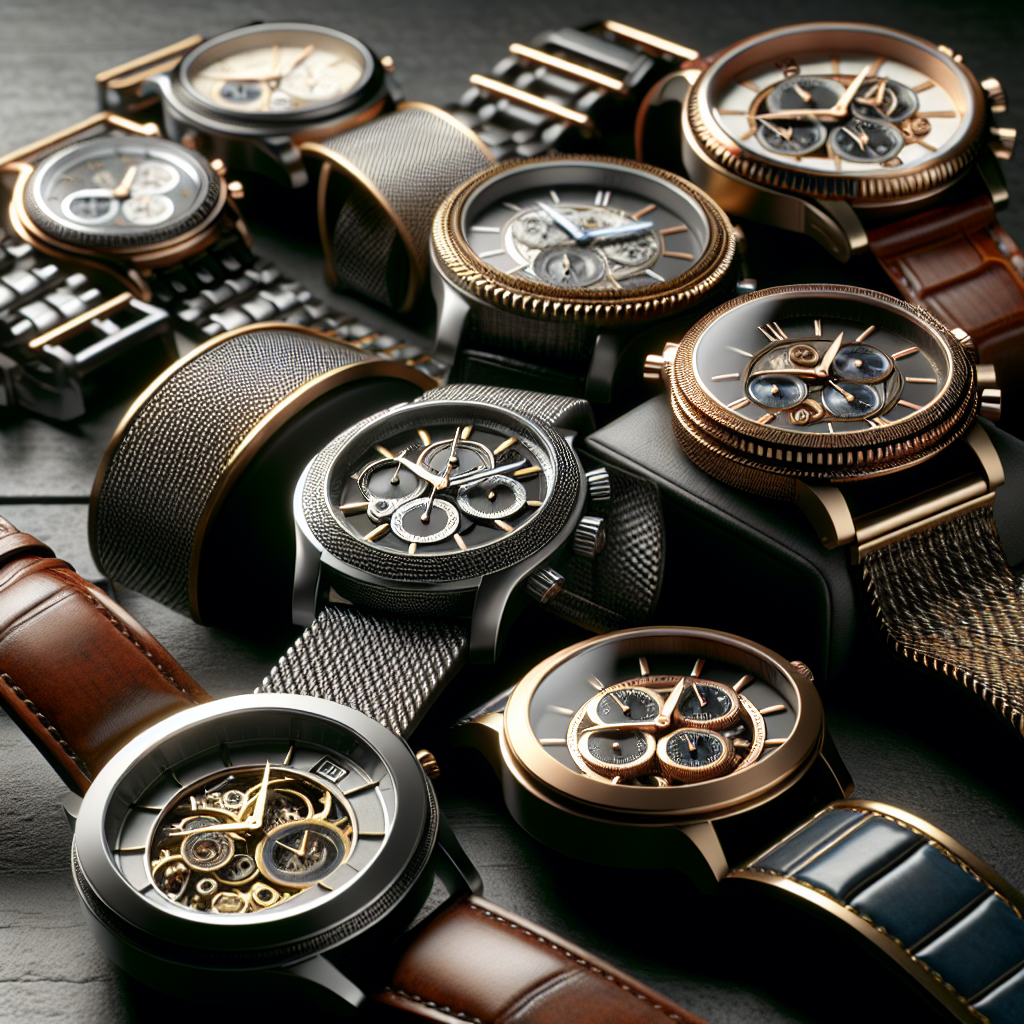 A range of premium yet affordable watches with realistic textures and elegant backgrounds