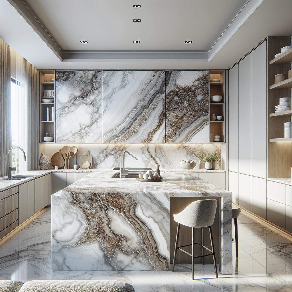 River White Granite in a modern kitchen setting.