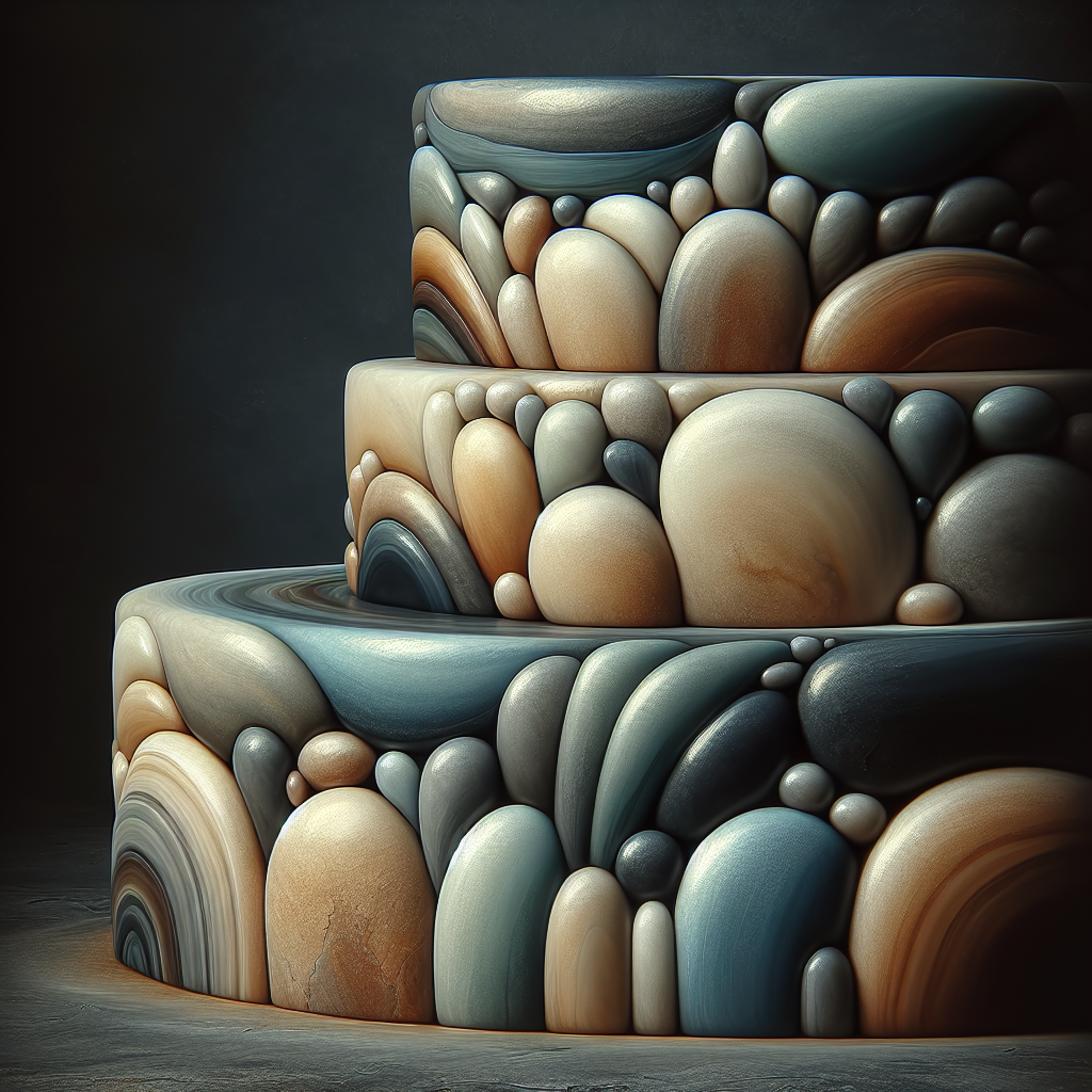 A realistic image of I Stone 케이크 resembling polished stones.