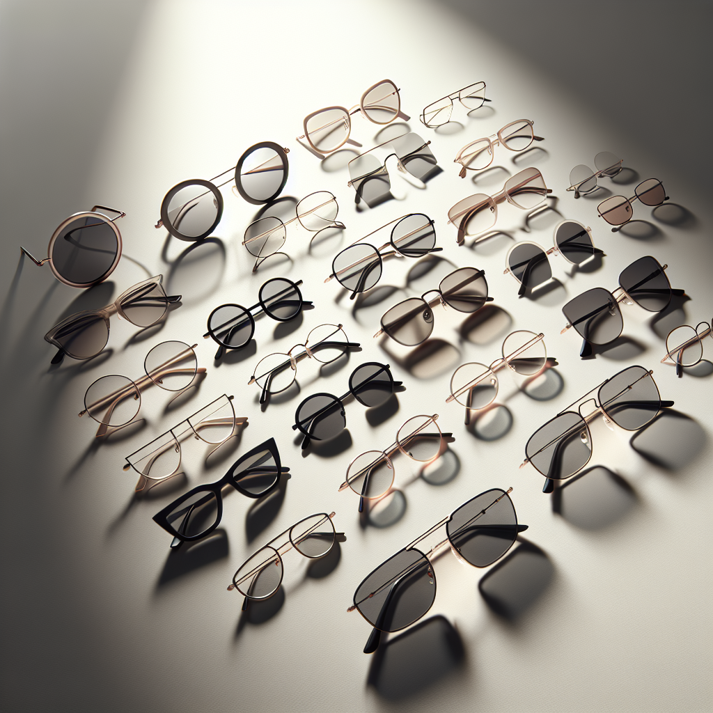 Various Bonita eyewear frames in different styles displayed on a white surface.