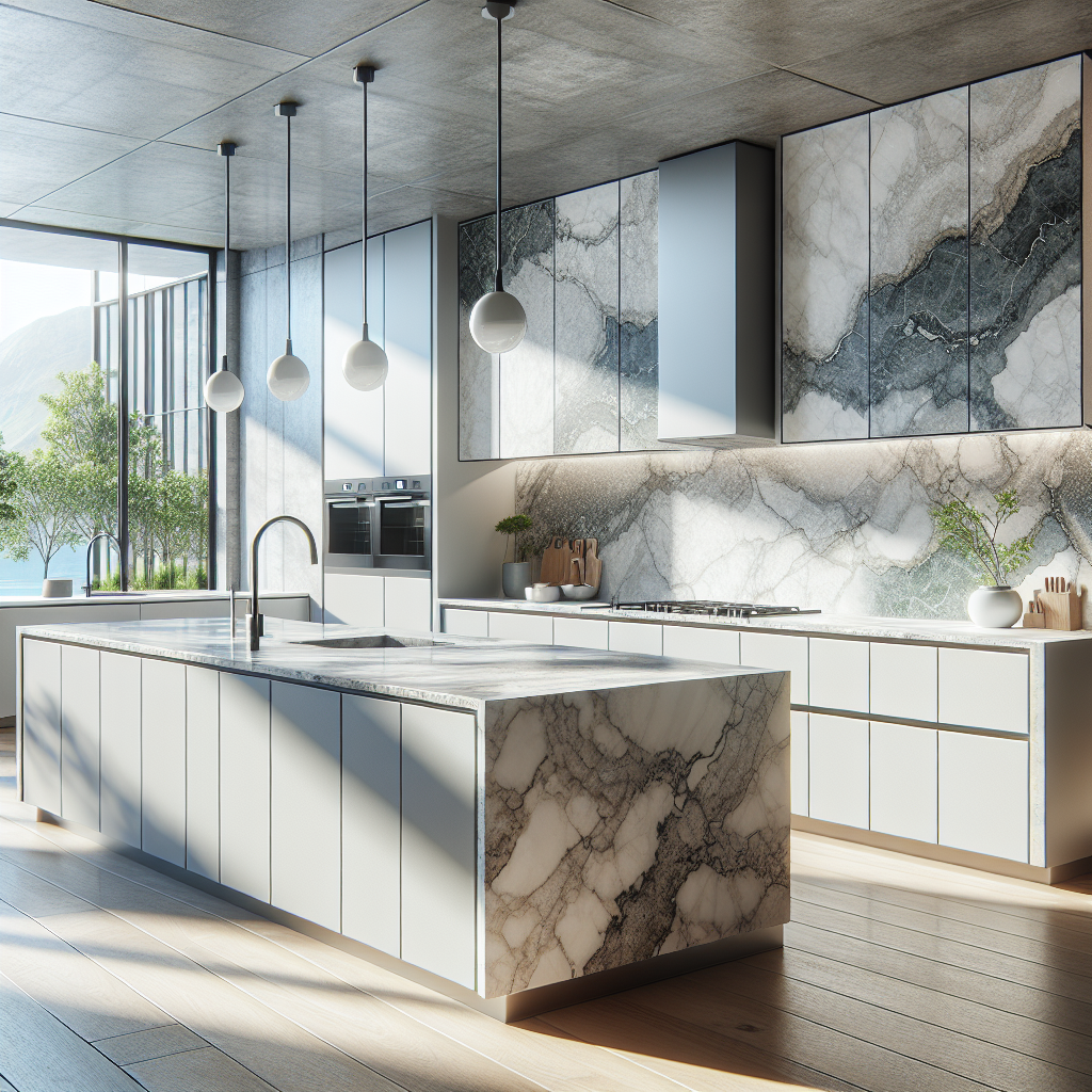 A modern kitchen featuring Florim Stone and Quartz surfaces.
