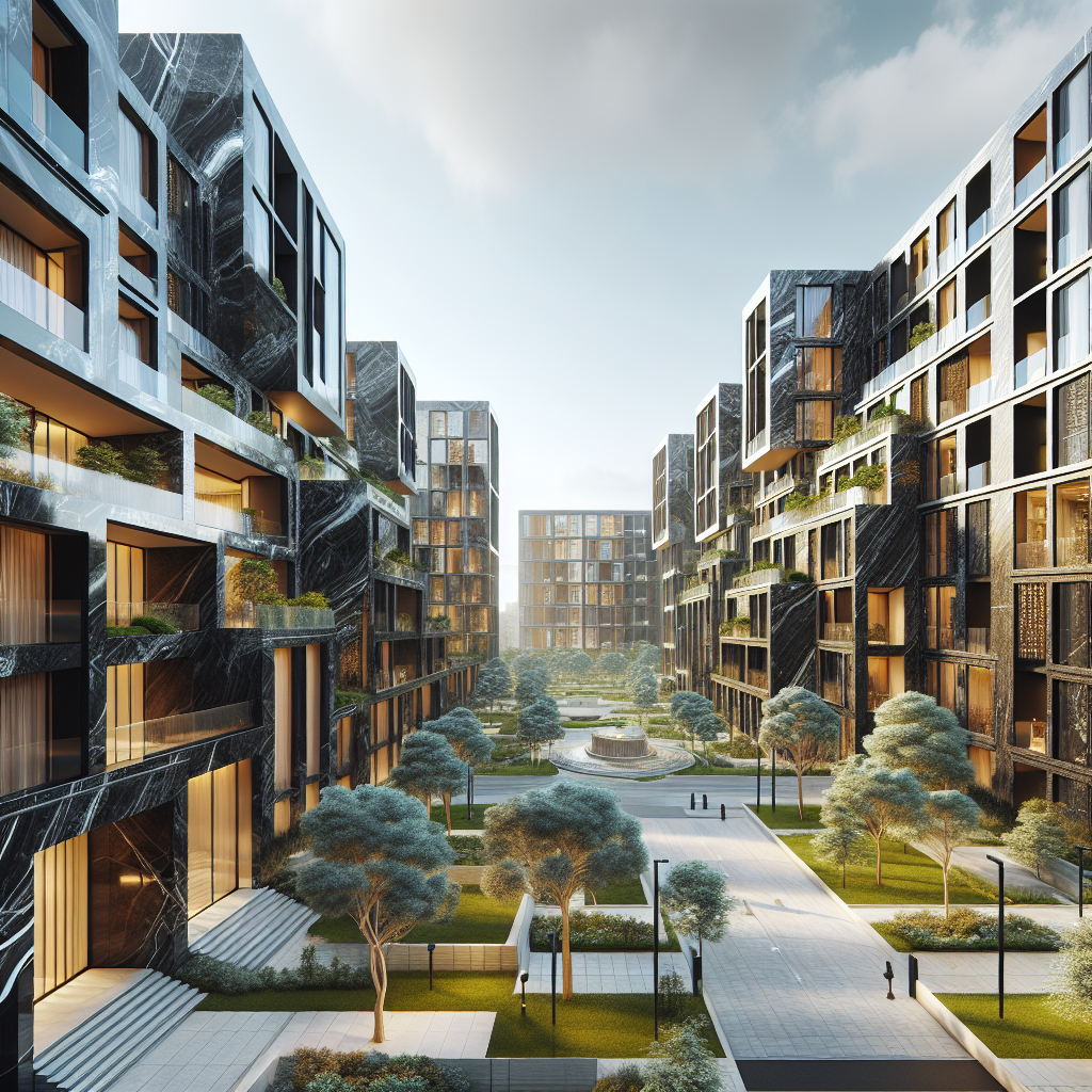 An exterior view of the Onyx Society in Wakad, blending luxurious architecture with lush greenery.