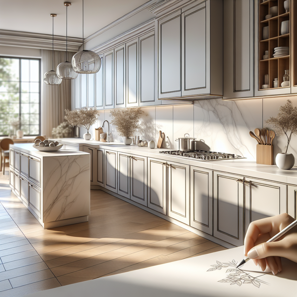 A modern kitchen in Naples with elegant porcelain countertops and stylish decor.