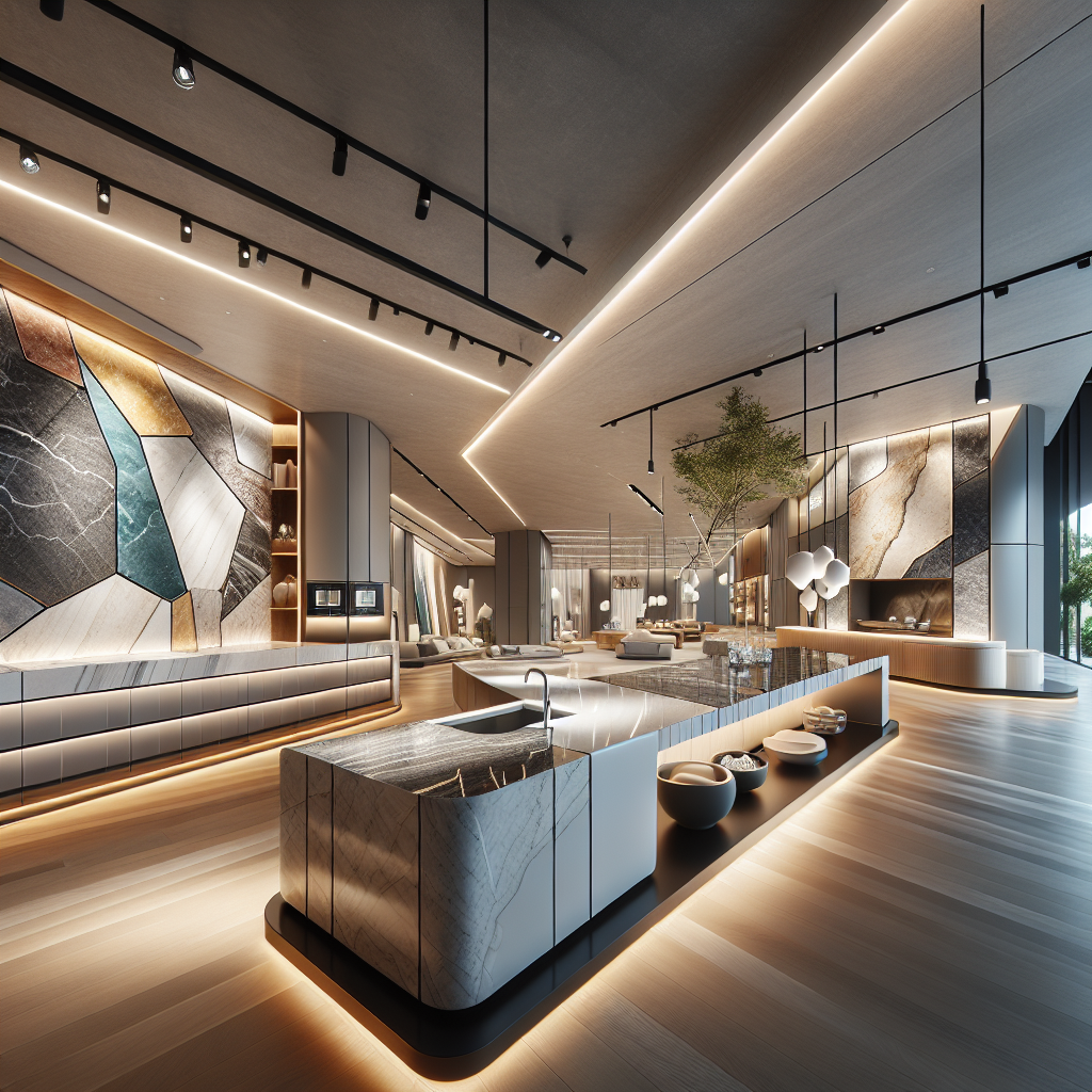 Interior of the Cosentino Showroom in Singapore showcasing various surfaces.