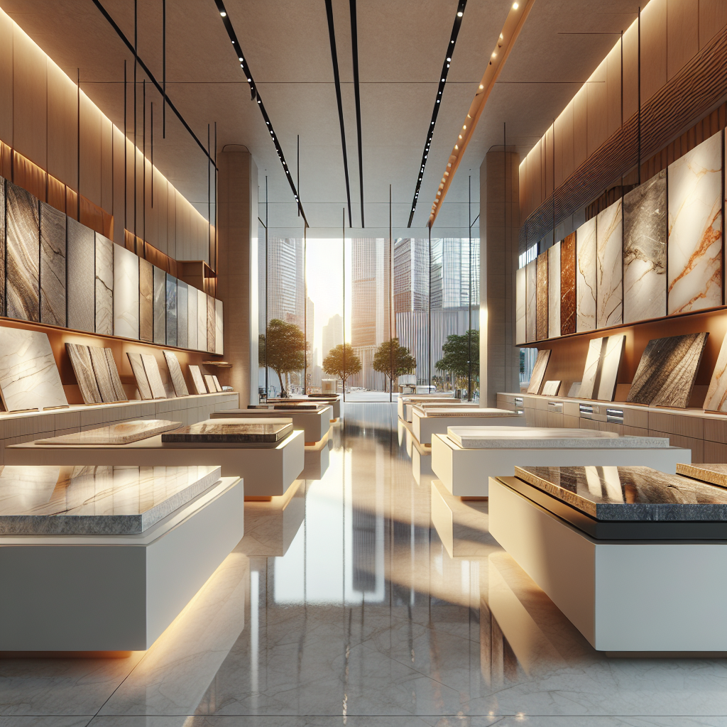 Interior view of the Cosentino Showroom in Singapore, showcasing various high-quality surface materials.