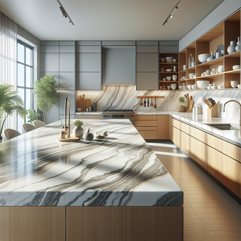 Stunning porcelain countertops in a modern kitchen with natural lighting.