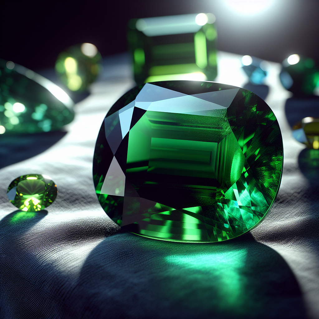 A high-quality Panna stone on a dark velvet background.