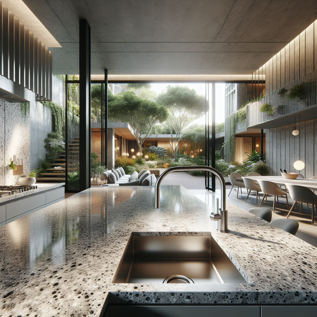 A modern Singaporean kitchen with Hanstone Quartz countertops.