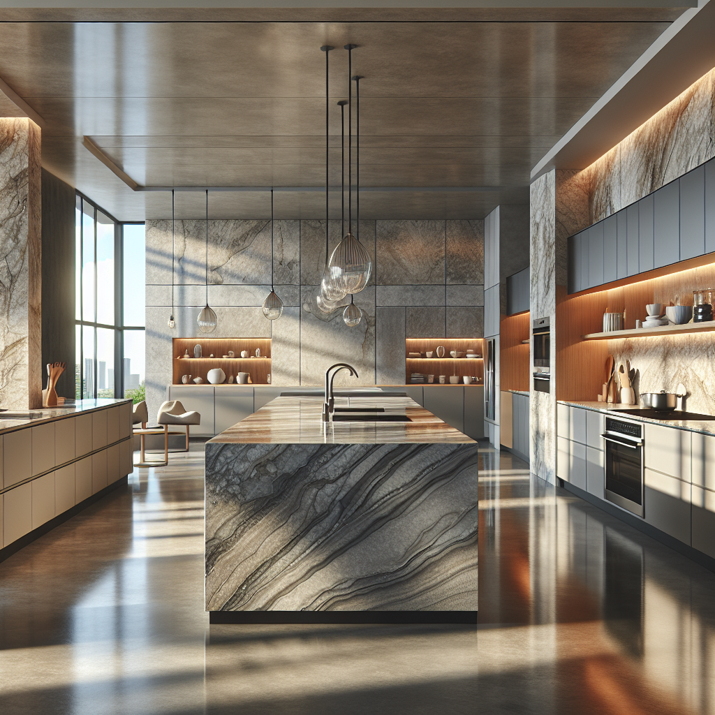 A stylish kitchen featuring Florim Stone surfaces.