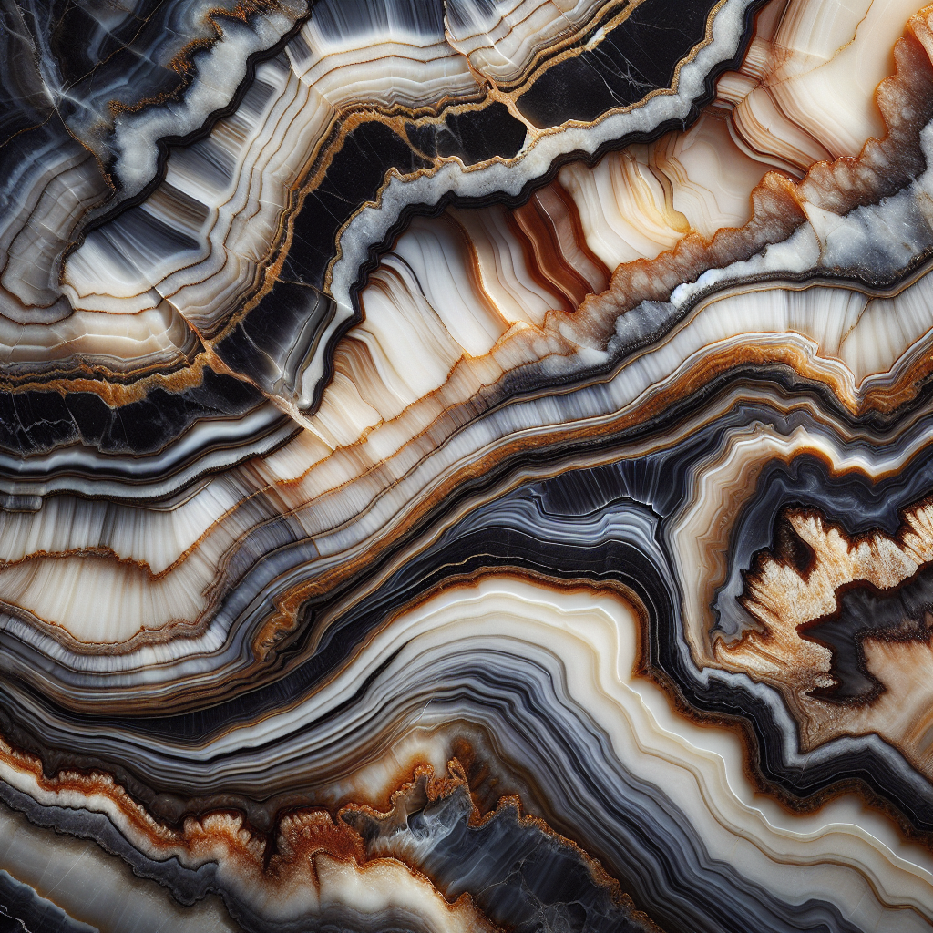 A close-up of realistic semi-precious stone countertops.