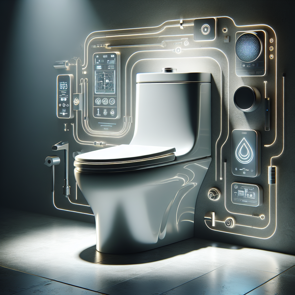 A modern toilet bowl with backlight and gadgets.