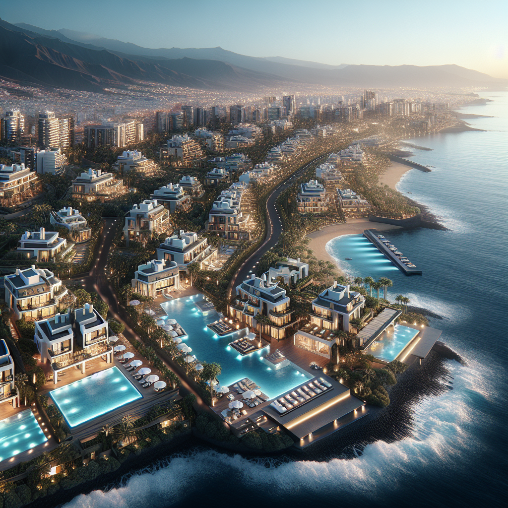 Luxury properties along the coastline of Santa Cruz de Tenerife, showcasing seafront villas and modern penthouses with panoramic ocean views.