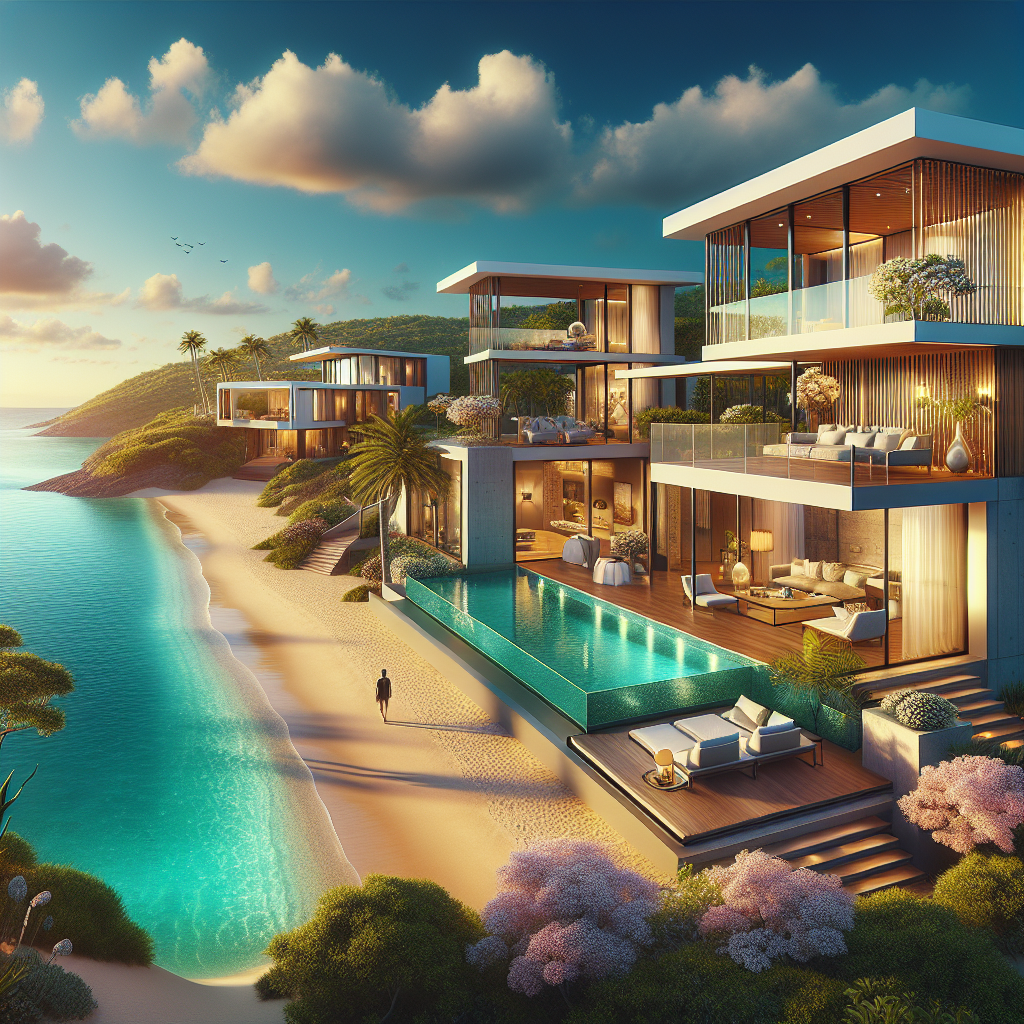 Luxury properties along the stunning coastline of the Canary Islands with beachfront villas and modern apartments.