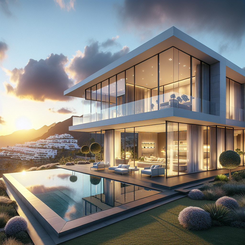 Luxury seafront villa in Santa Cruz de Tenerife with sunset view and landscaped garden.