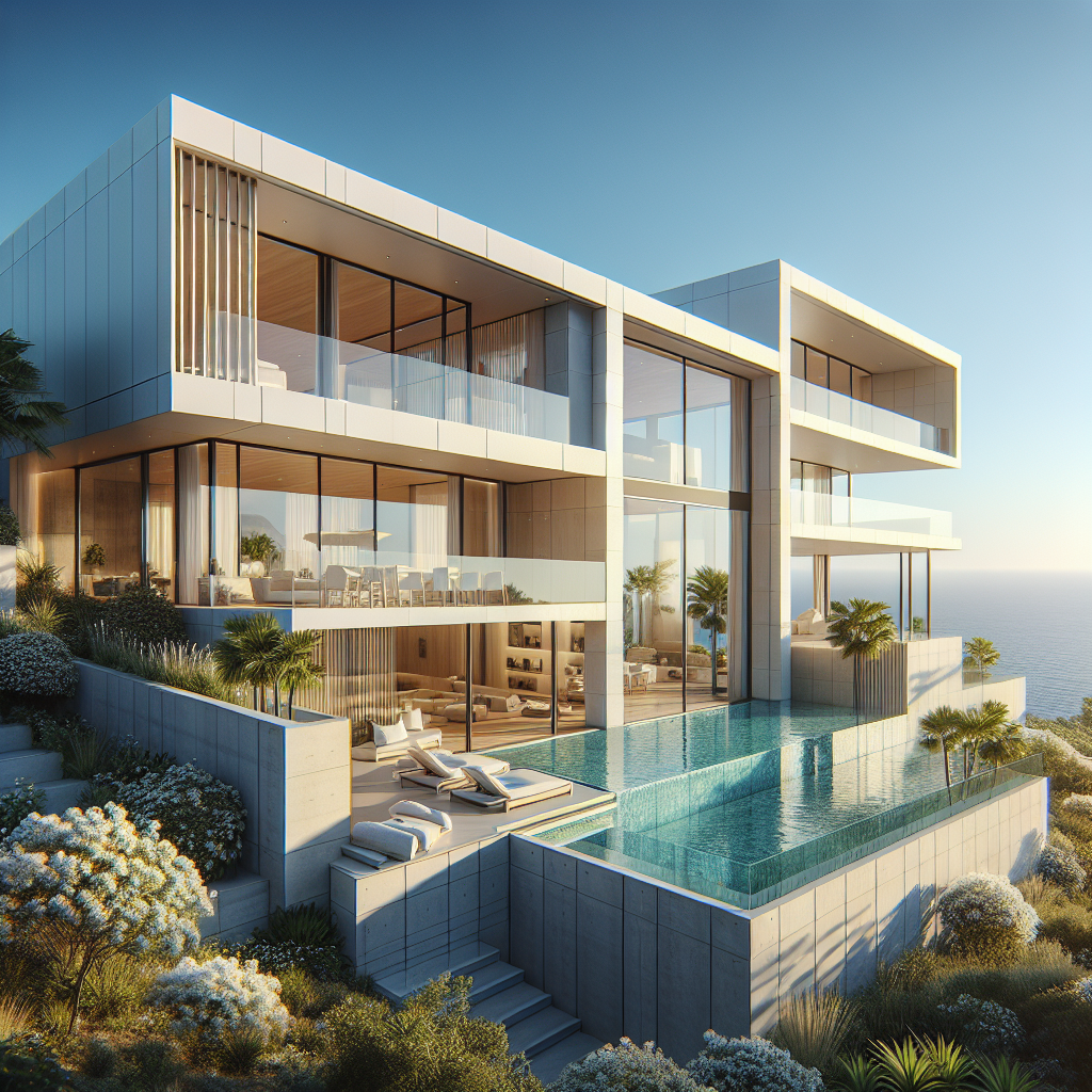 A luxury home in Tenerife with modern architecture and an ocean view.