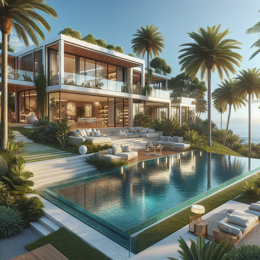 Luxury real estate villa in the Canary Islands with infinity pool and ocean view.