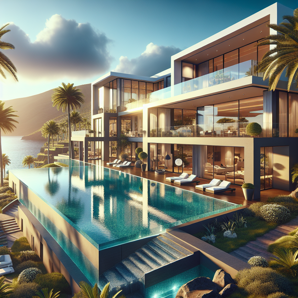 Luxury real estate in the Canary Islands with modern architecture and ocean views.