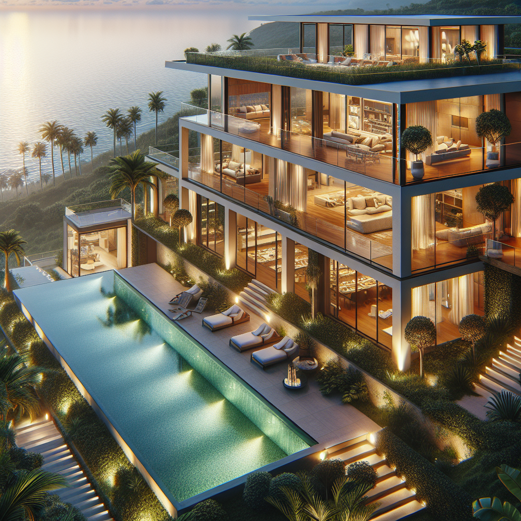 Realistic luxury villa in Tenerife with ocean view and infinity pool