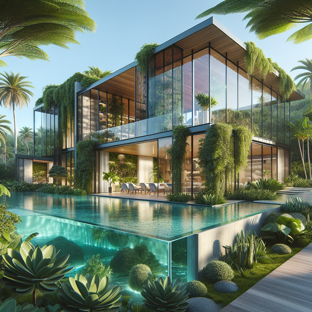 A luxurious modern home in Santa Cruz de Tenerife surrounded by greenery.