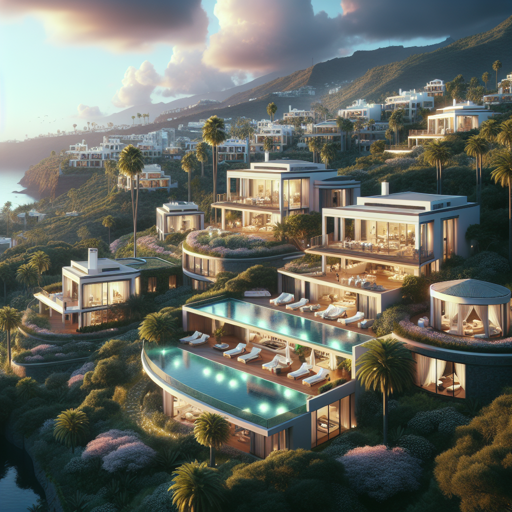 Luxury homes in Santa Cruz de Tenerife with elegant architecture and lush surroundings.