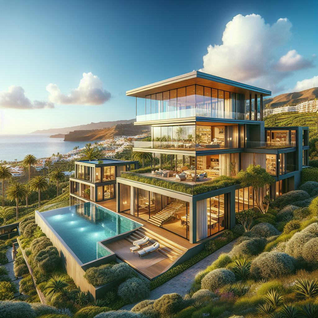 A realistic image of a luxury home in Santa Cruz de Tenerife.